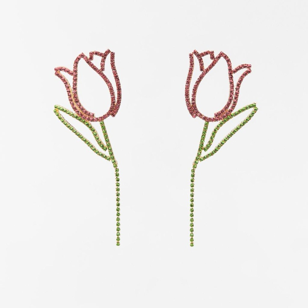 Zara Earrings/Rhinestone Tulip Earrings